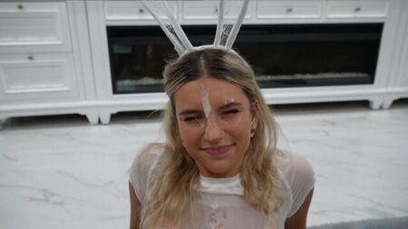 Having adorned the cutie's face, all that was left for her to do was to lick it off