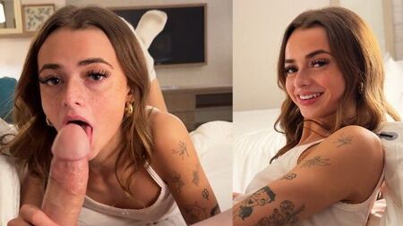 Her tongue spins around the head like a top