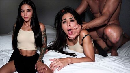 Is she begging for mercy? He's asking for more