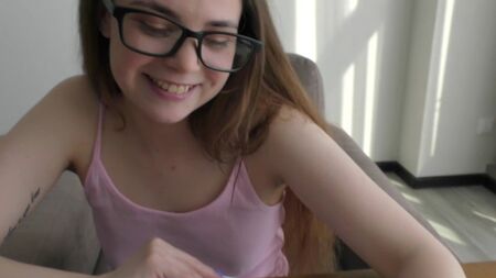 Naughty teen bookworm learns anatomy on a real big cock