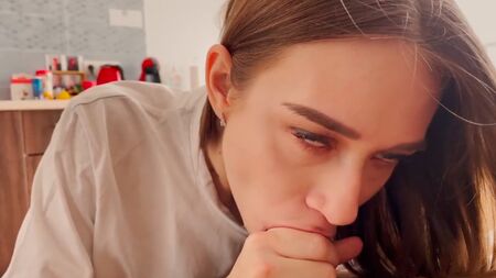 Skinny Slut Makes Me Cum 3 Times In A Row! Big Lips And Cute Face Babe.