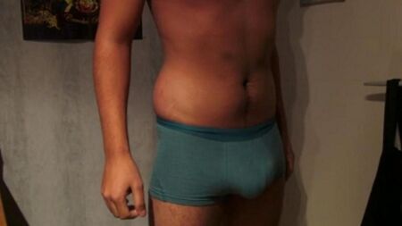 A man shoots with sperm right into his underpants from overexcitation