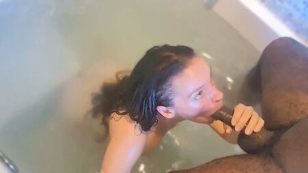 THREE CUM LOADS BLASTED IN HOTTIE IN WALK IN SHOWER & BATH