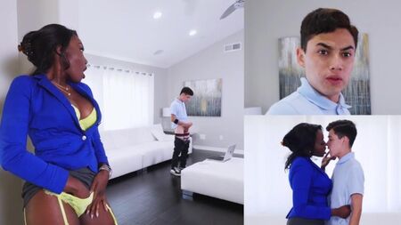 Black Stepmom Osa Lovely Catches Juan El Caballo Loco Wanking His White Willy