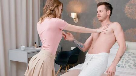 Naked lovers talk in bed