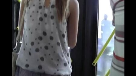 On the bus I took off the panties of a girl in a skirt