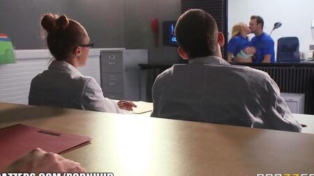 The doctor fucks a girl of the interns in practice in her office