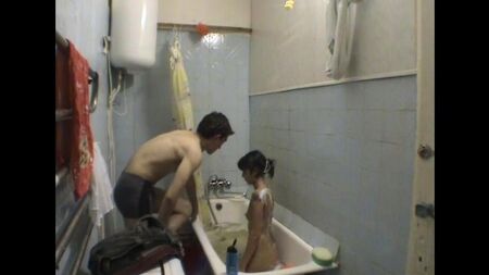 Sister and brother are incest in the bathroom