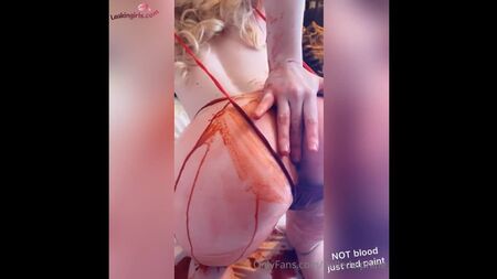 Belle Delphine fingering asshole fake blood