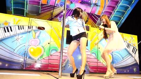 upskir pantyhose tv sexy legs panties mini dress girl striptease